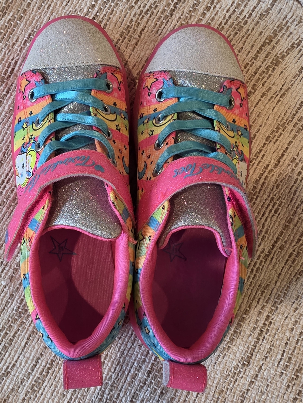 Girls' Skechers Size 3 Twinkle Toes Rainbow Unicorn Glitter Sneakers - Picture 4 of 6